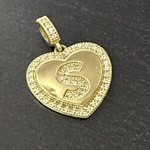 14KT Gold Heart Pendant with CZ’s